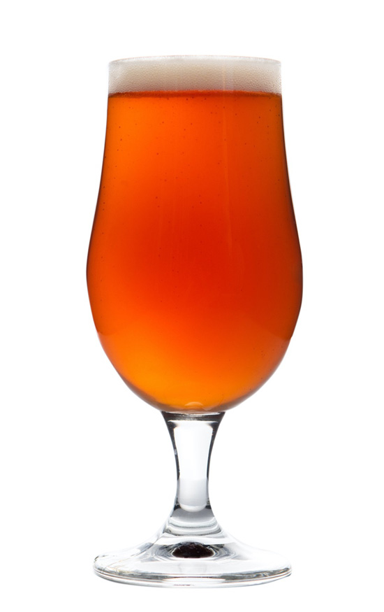 Ludwig Festbier by Strange Fellows Brewing is in a stemmed glass. The beer is amber coloured
